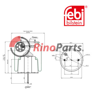 1 726 241 Air Spring with steel piston and piston rod