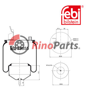 21961447 Air Spring with steel piston and piston rod